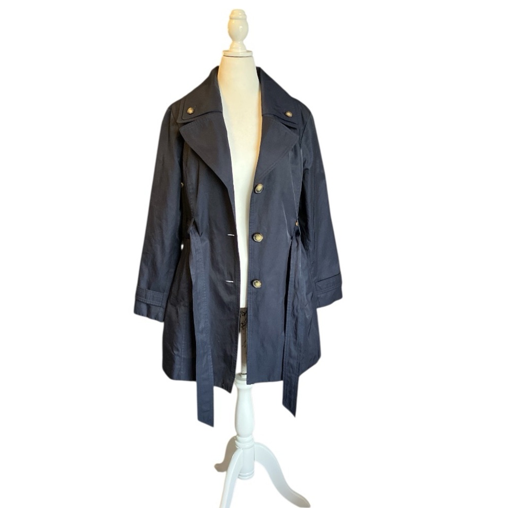 London Fog Navy Wide Lapel Trenchcoat - Picture 3 of 7